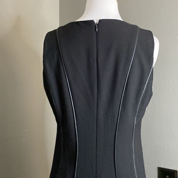 CALVIN KLEIN Womens Sleeveless Dress Fit and Flair with Black Faux Leather Trim - Picture 6 of 11